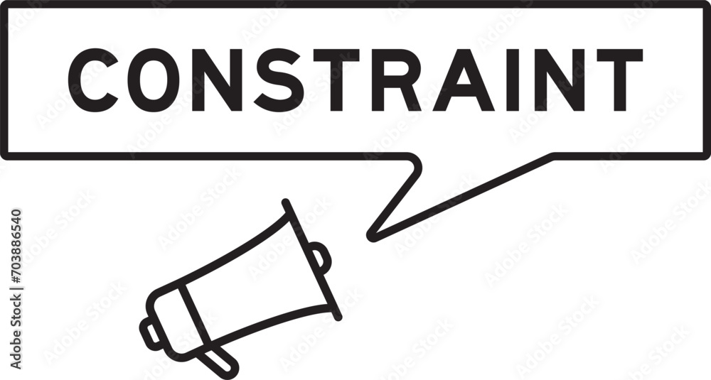Megaphone icon with speech bubble in word contstraint on white background Megaphone icon with speech bubble in word contstraint on white background