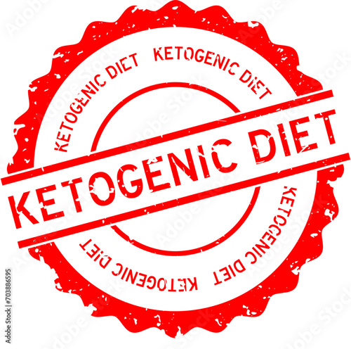 Grunge red ketogenic diet word round rubber seal stamp on white background