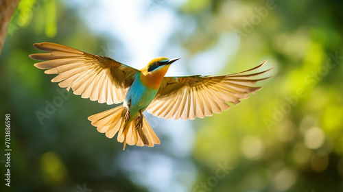 Dance of Colors: Blue-Tailed Bee-Eater Landing in Thailand's Daylight