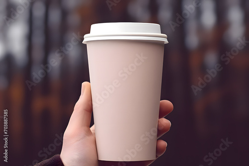 Mockup of a disposable coffee cup, Brown paper coffee cup