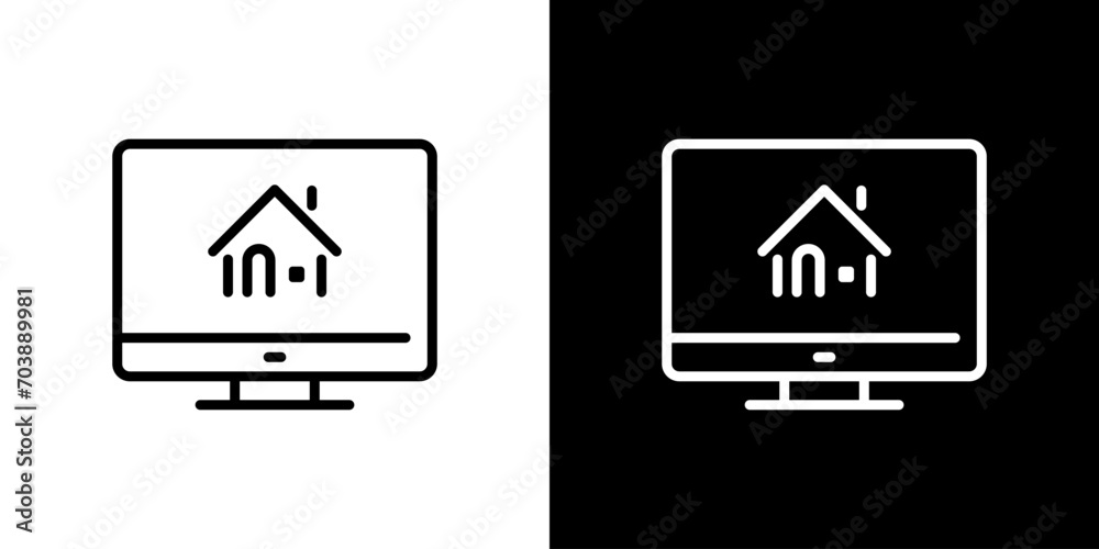 パソコンと家のアイコン パソコンと家のアイコン