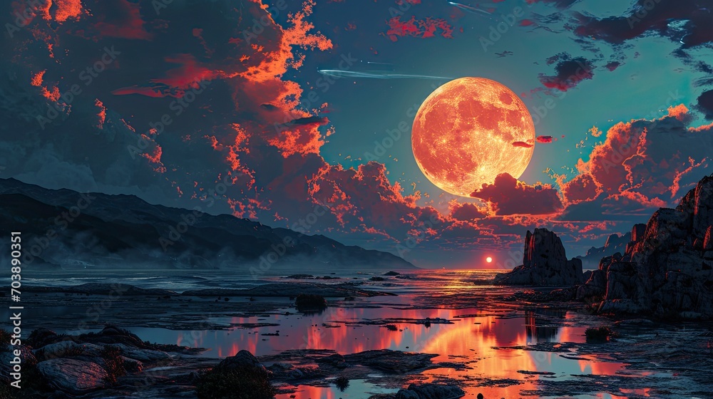 Full Moon Space Elements This Image, Background Banner HD