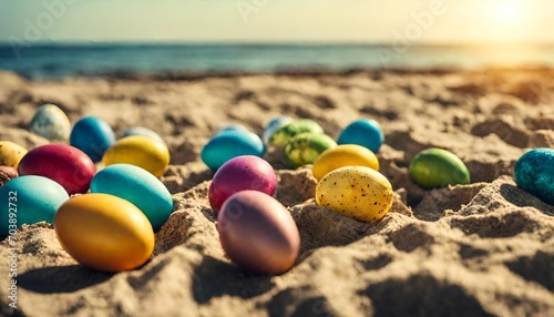 easter eggs on the beach