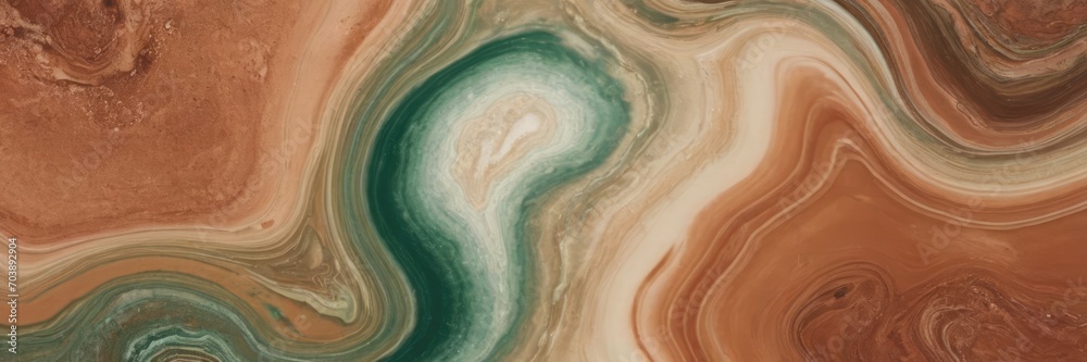 Fototapeta premium Waves and layers of soft brown and lime gradient. Pearl gradient.