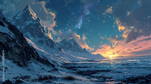 Milky Way Above Frozen Sea Coast, Background Banner HD