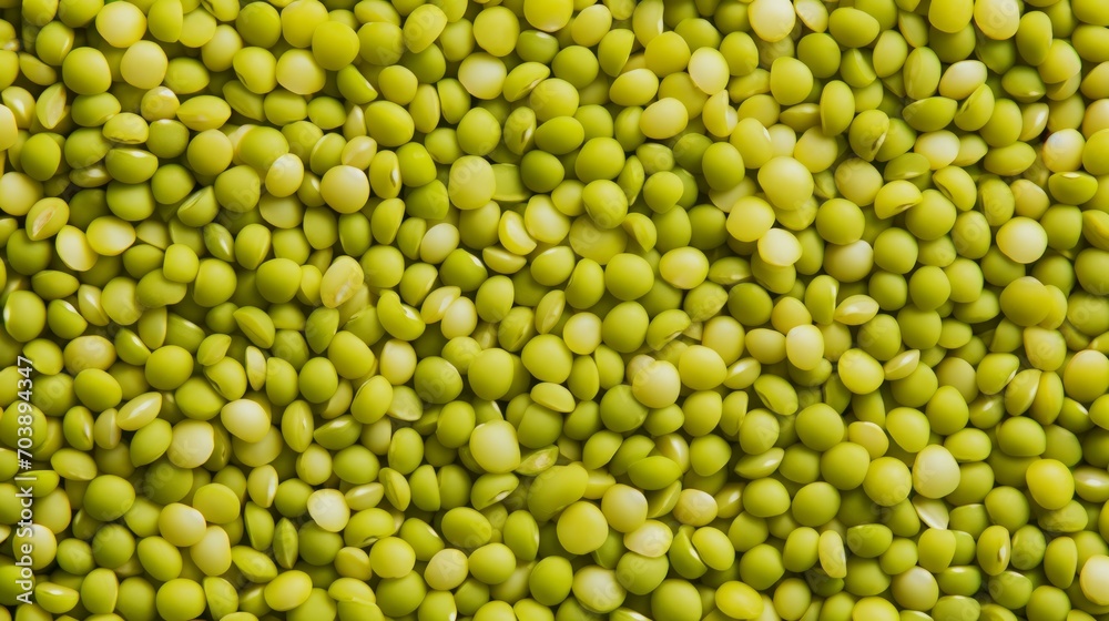 Top view of mung bean. Background texture of uncooked mung bean. Green Legumes. Superfood. Copy space. Banner.