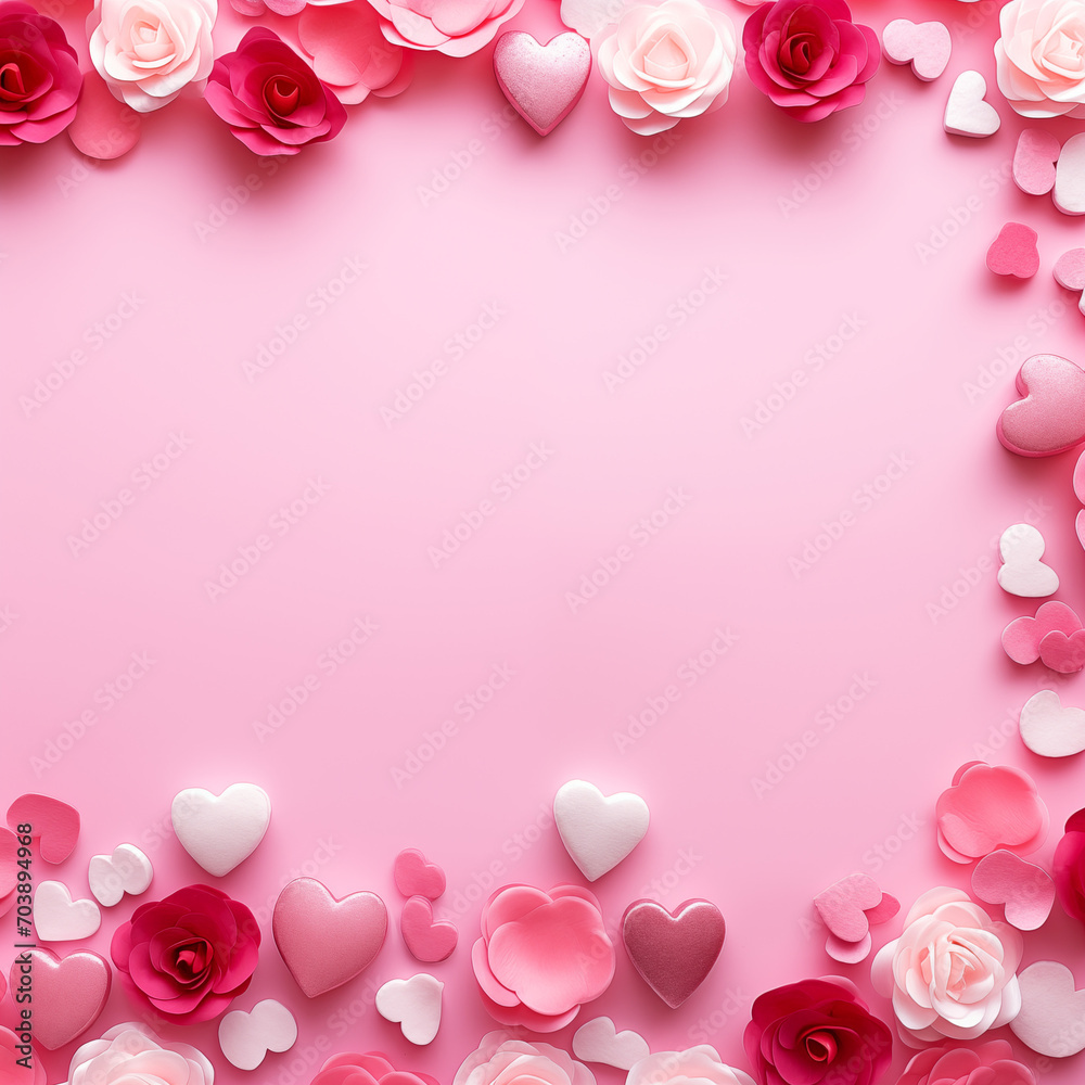 Love in Bloom: A vibrant Valentine's Day banner, adorned with hearts and hues of romance. Blank spaces await your personalized message, creating a canvas for expressing affection and celebrating the l