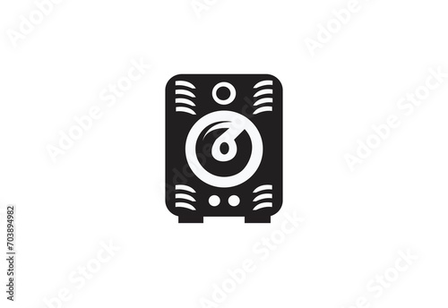 speaker vector logo simple black and white background