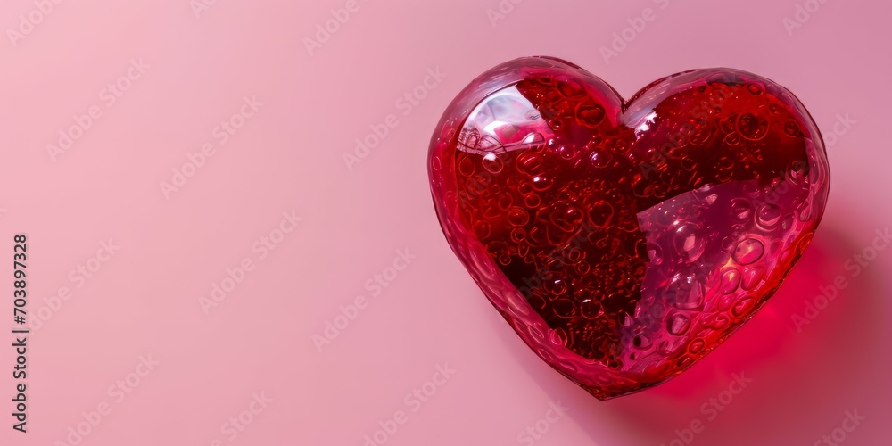 Red heart on a pink background. Valentine's Day. 3d rendering Red heart on a pink background. Valentine's Day. 3d rendering