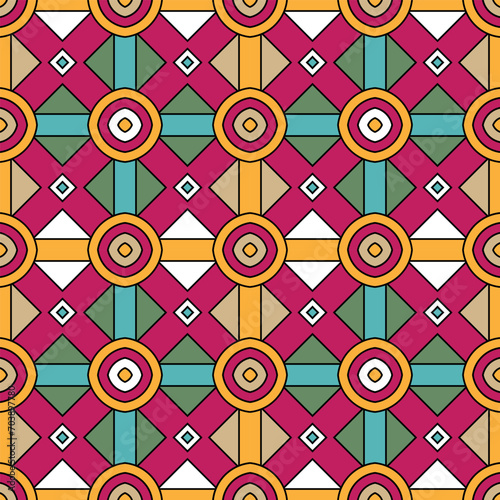 Multicolored seamless pattern with original ethnic ornament in African style. Vector illustration