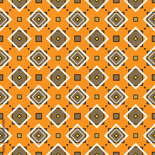 Seamless pattern with simple geometric ornament on a yellow background. Vector illustration