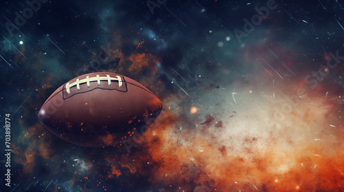 American football helmet, American football field, player in action, american football style background , Ai generated image