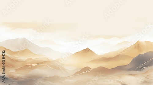 Serene Geometric Mountain Landscape: Minimalist Vector Art with Tranquil Sky and Isolated Hill, Perfect for Nature Designs and Panoramic Backdrops.