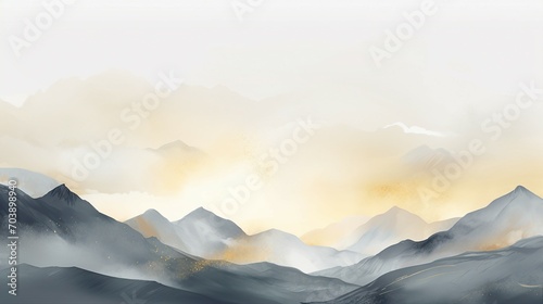 Serene Geometric Mountain Landscape  Minimalist Vector Art with Tranquil Sky and Isolated Hill  Perfect for Nature Designs and Panoramic Backdrops.