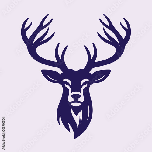 Deer head vector isolated, Hunting logo, Reindeer head isolated illustration, Wild animal, buck head silhouette