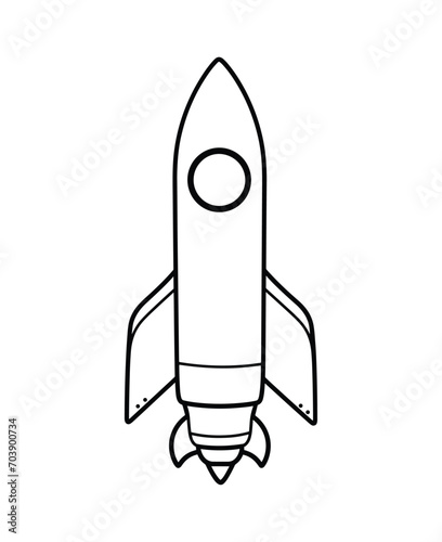 Cute and funny coloring page of a rocket. Provides hours of coloring fun for children. To color this page is very easy. Suitable for little kids and toddlers.