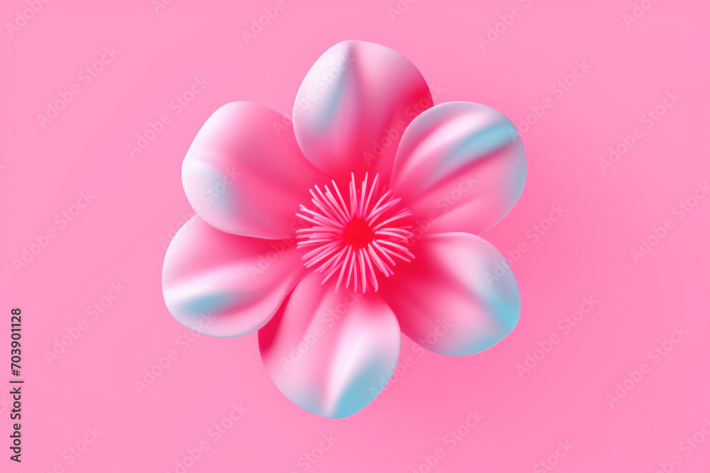Glossy Pink 3D Flower on Pastel Background