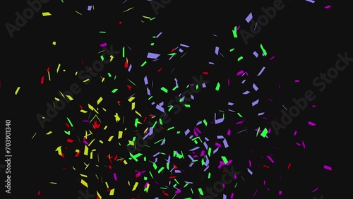 Colorful 3D animation of confetti falling on Alpha Screen Background 4K. Celebrate the holidays. Easy to put it into your scene or video. confetti celebration, birthday party, anniversary party.