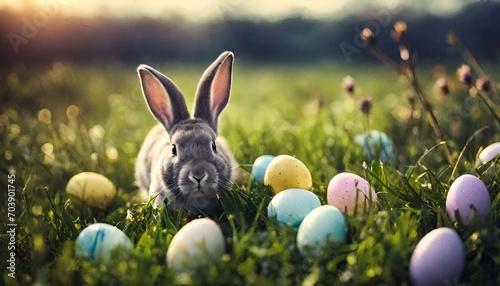 easter bunny and eggs photo