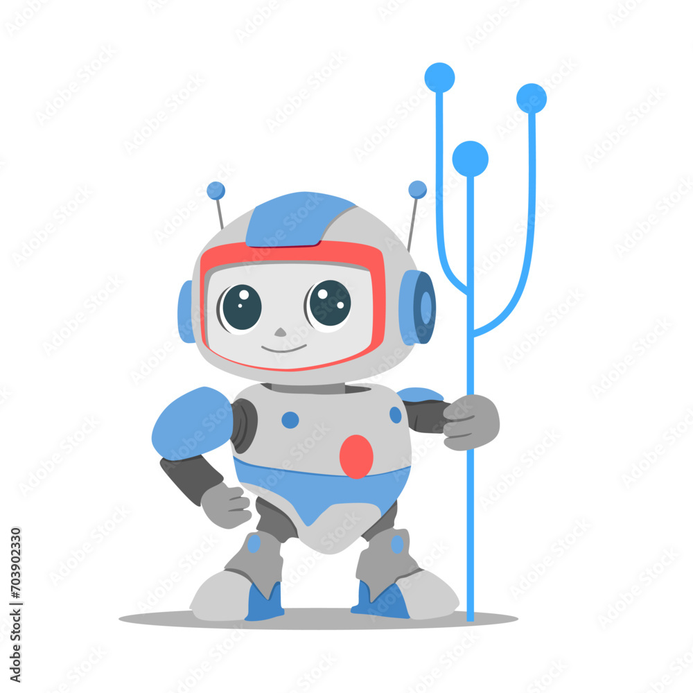 AI technology concept with cute robot character. Artificial ...