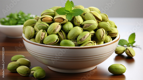 Wallpaper Mural Pistachio nuts in a bowl on a wooden table Torontodigital.ca
