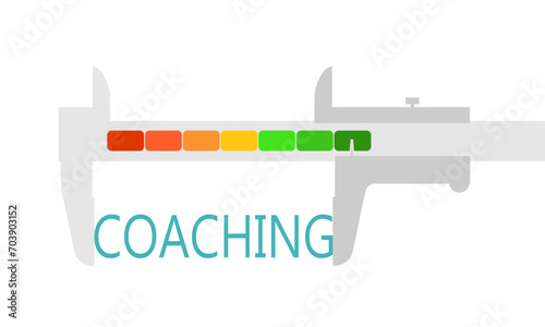 Coaching concept. Keyword and the caliper