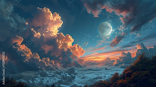 Moon Spooky Night Halloween Background Clouds, Background Banner HD