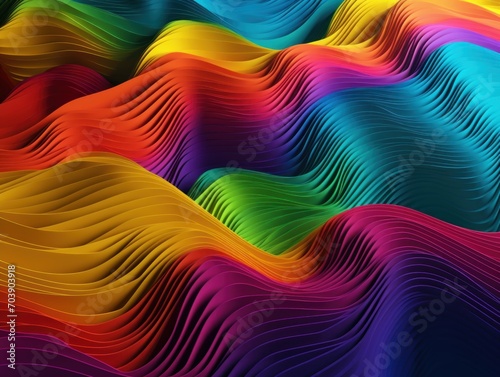 3D Render Abstract Background With Pattern and Vibrant Rainbow Colors