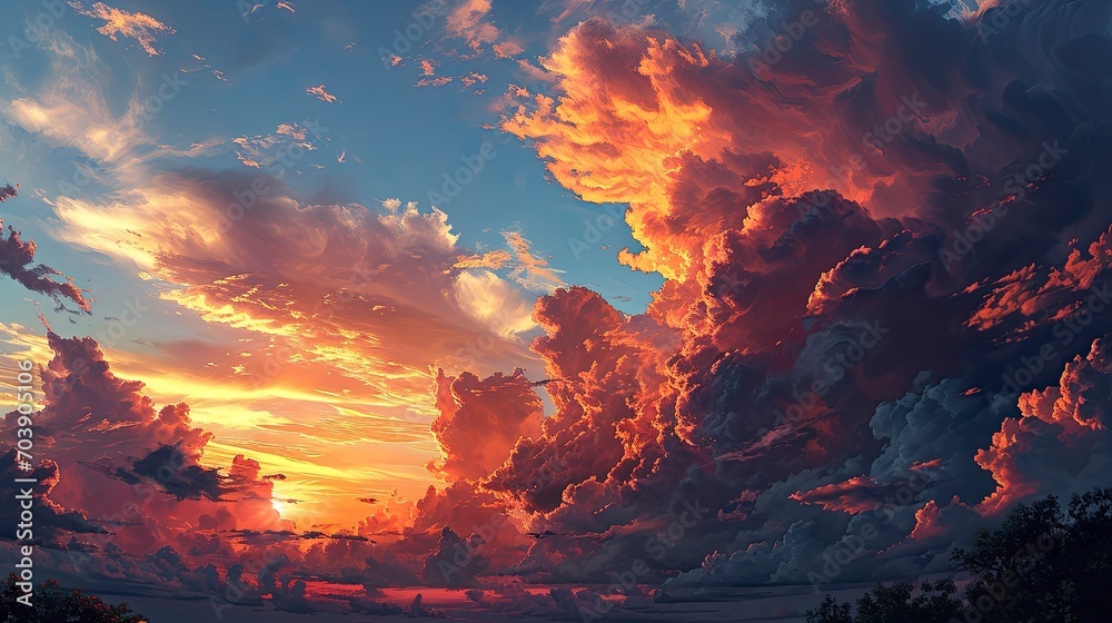 Panorama Evening Sky Clouds Sunset Background, Background Banner HD