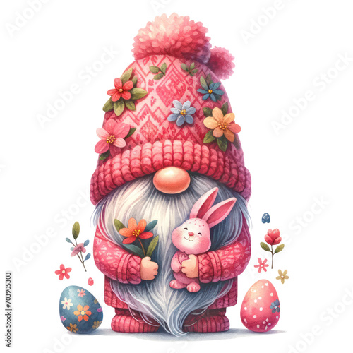 Cute Gnome Easter Day Clipart Illustration