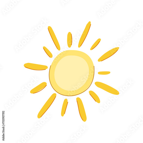 sunny sun cartoon. light sunlight, yellow shine, sky sunbeam sunny sun sign. isolated symbol vector illustration