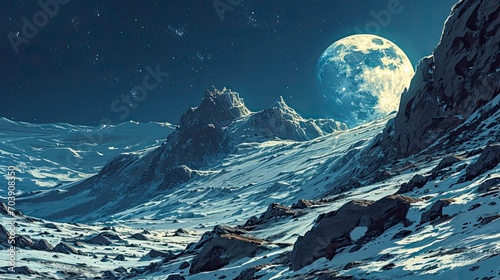 Moon Surface Blue Earth Planet Night  Background Banner HD