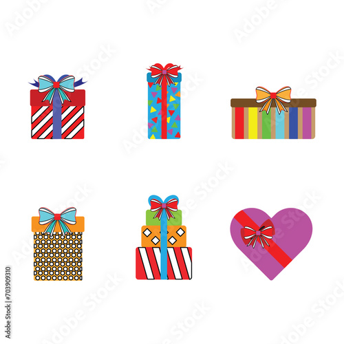 gift box icon collection. isolated white background. vector illustration