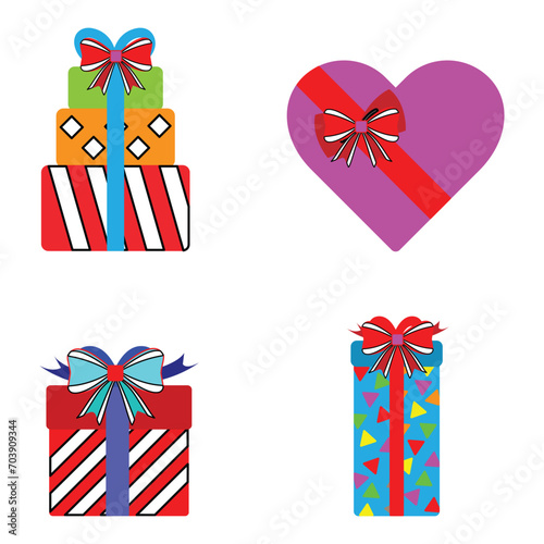 gift box icon collection. isolated white background. vector illustration