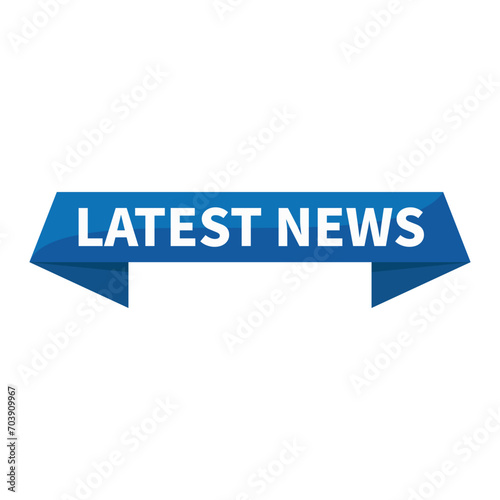 Latest News In Blue Ribbon Rectangle Shape For Trending Hot Information Announcement Marketing Social Media
