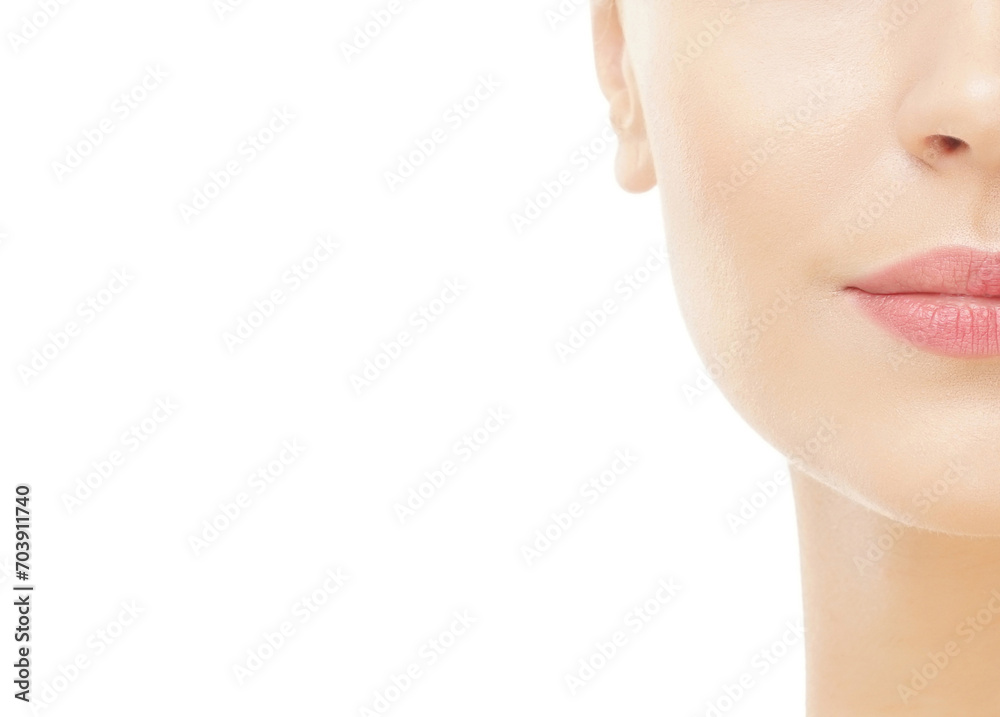 Close-up portrait of beautiful, fresh, healthy and sensual girl over white background Close-up portrait of beautiful, fresh, healthy and sensual girl over white background