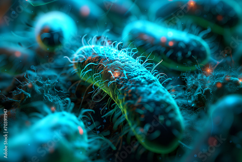 Digitally rendered 3D image of gut bacteria photo