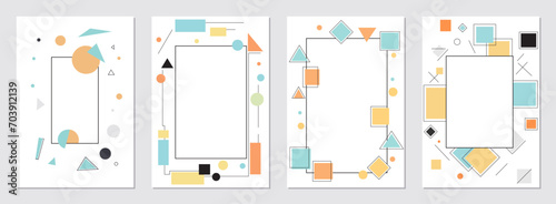 Abstract geometric templates for covers of notebooks and exercise books and other printed materials. Vector illustration.