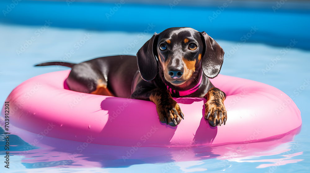 Summer Splash: Cute Dog with Swimming Ring