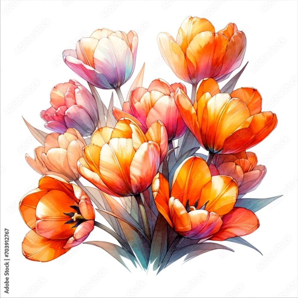 custom made wallpaper toronto digitalThe image is an illustration of tulips watercolor style.