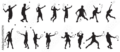 Silhouette Tennis Players Sports People