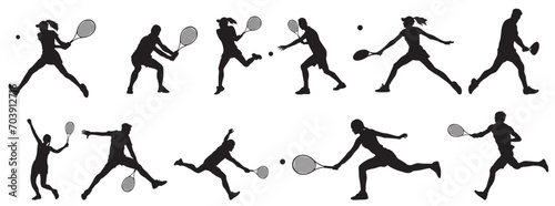 Silhouette Tennis Players Sports People