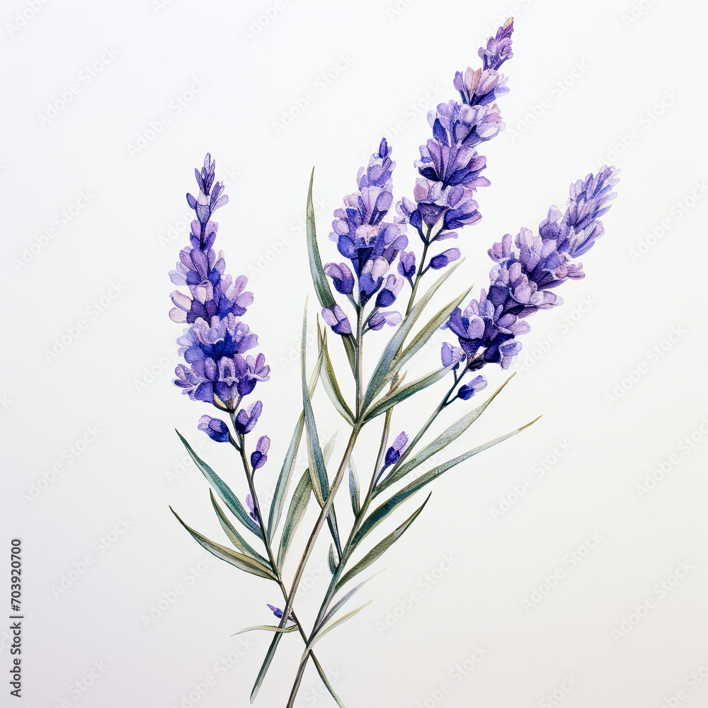 Purple Flowers Painting on White Background - Vibrant Floral Artwork