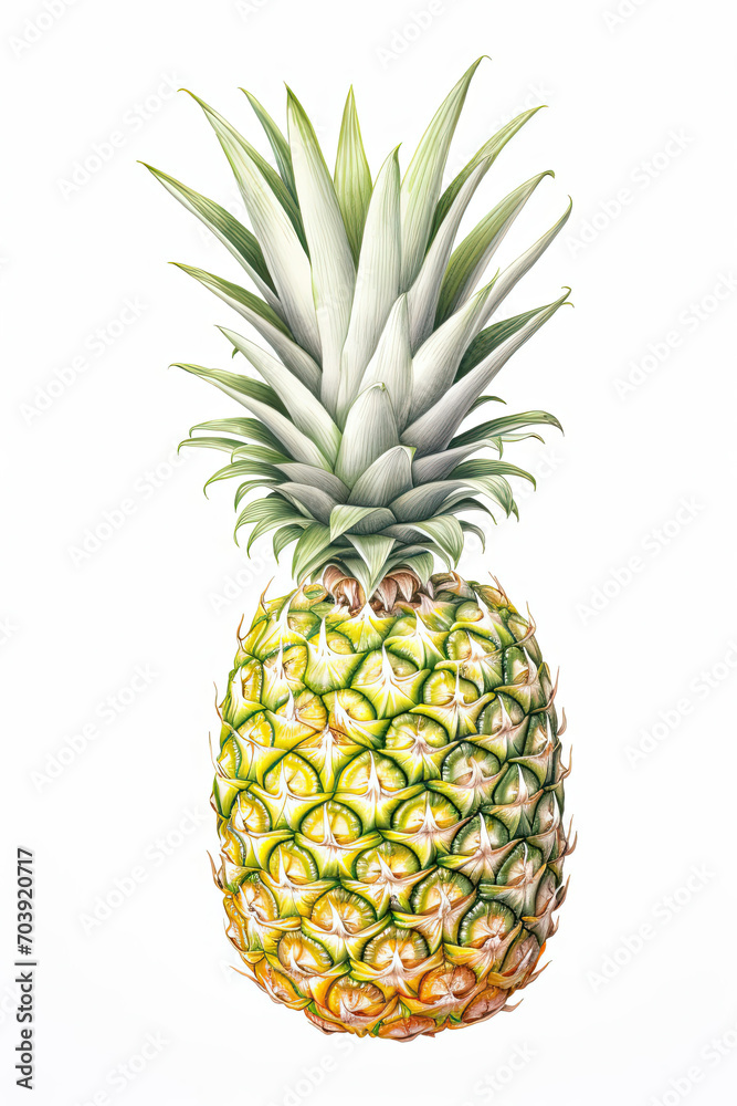 Drawing of a Pineapple on a White Background Drawing of a Pineapple on a White Background