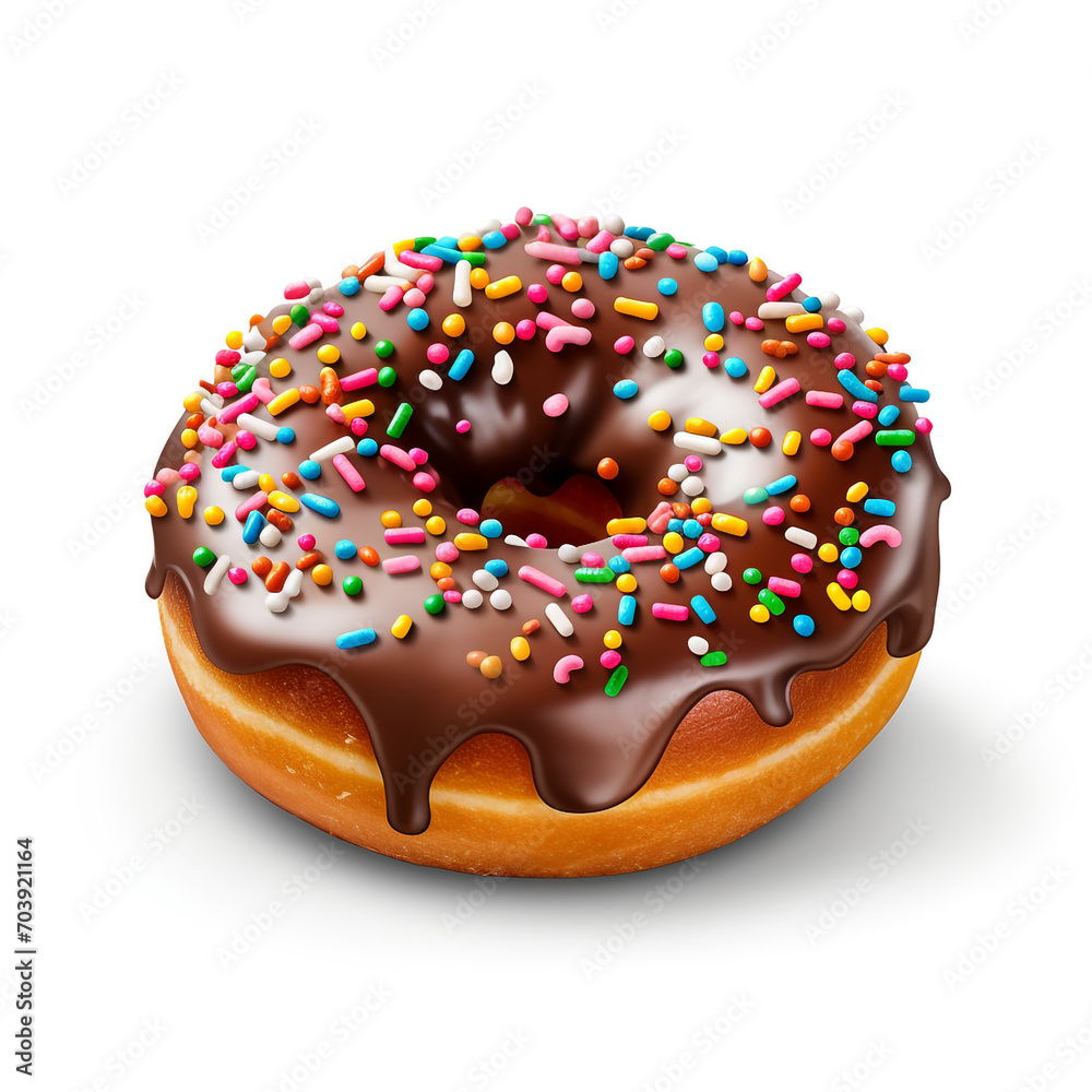 a chocolate donut with colorful candies on transparent background created with Generative Ai a chocolate donut with colorful candies on transparent background created with Generative Ai