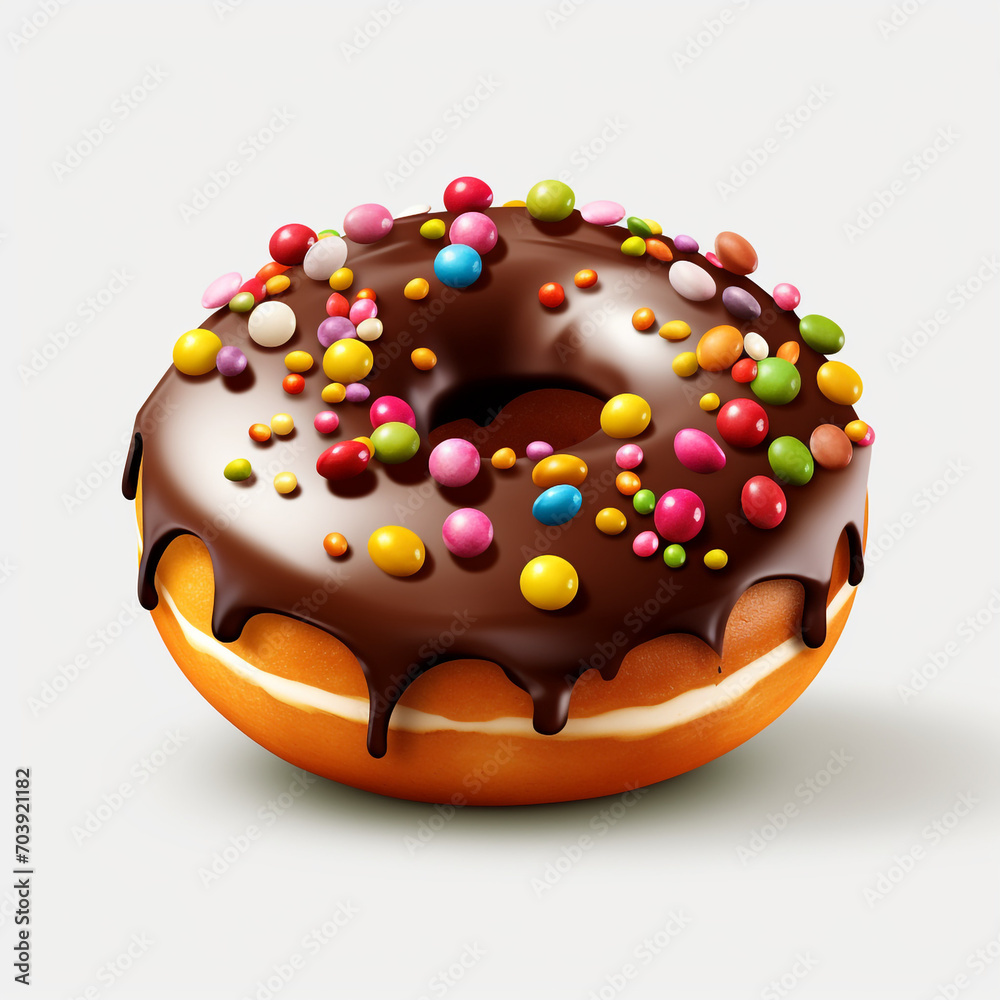 a chocolate donut with colorful candies on transparent background created with Generative Ai a chocolate donut with colorful candies on transparent background created with Generative Ai