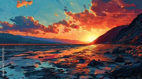 Sunset Over Badwater Salt Flats On, Background Banner HD © Alex Cuong
