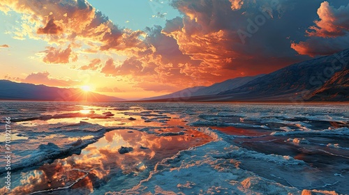 Sunset Over Badwater Salt Flats On, Background Banner HD photo