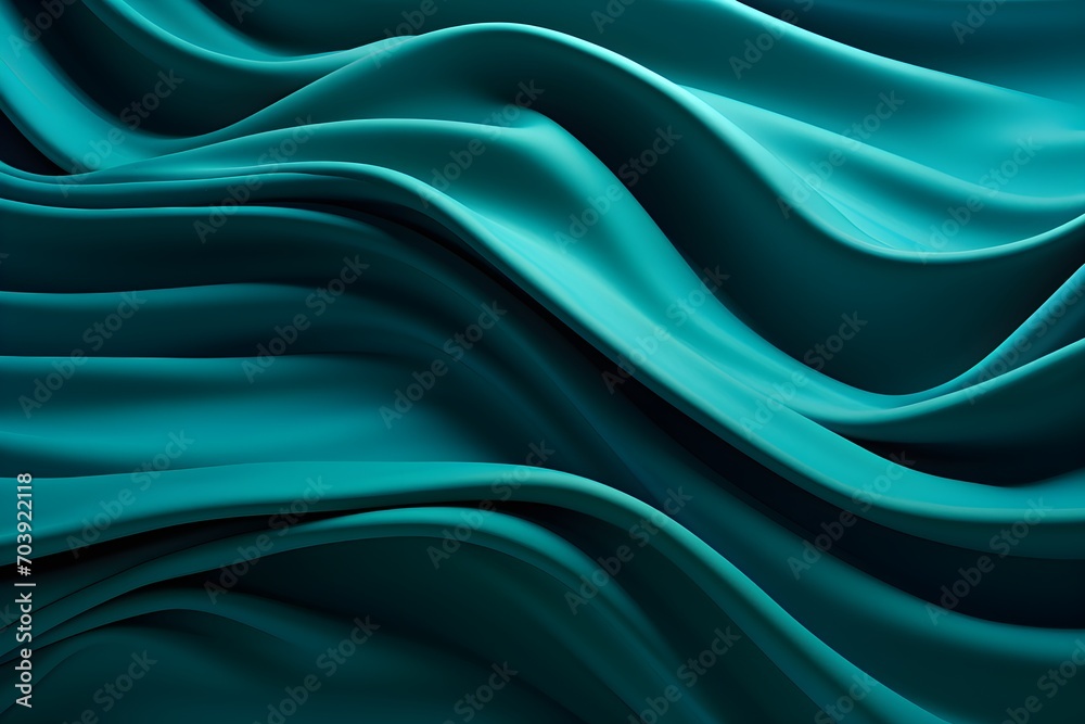 Obraz premium Green wavy background with various silky folds