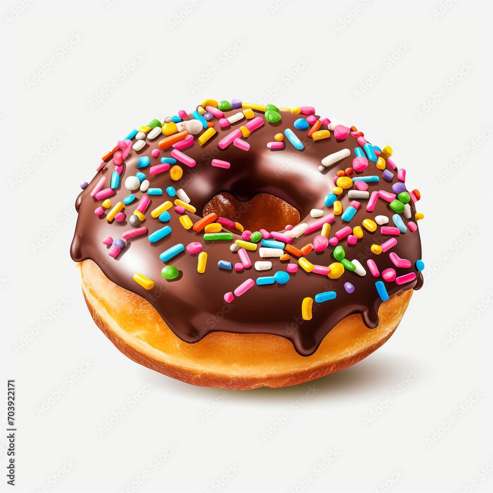 a chocolate donut with colorful candies on transparent background created with Generative Ai a chocolate donut with colorful candies on transparent background created with Generative Ai